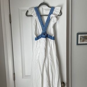 J.CREW Maxi White & Blue Dress